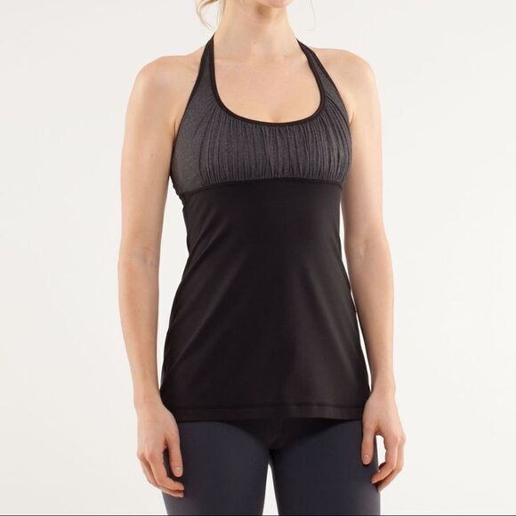 𝅺lululemon Namaste Tank Top Black Gray 4 - Picture 1 of 9